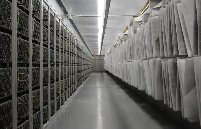 A bustling mining farm optimized for sustainable operations