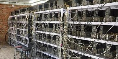 Modern cryptocurrency mining farm with eco-friendly cooling solutions